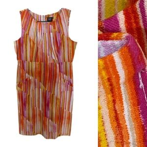 SHARON YOUNG Dress Midi Colored Stripes Sz 10